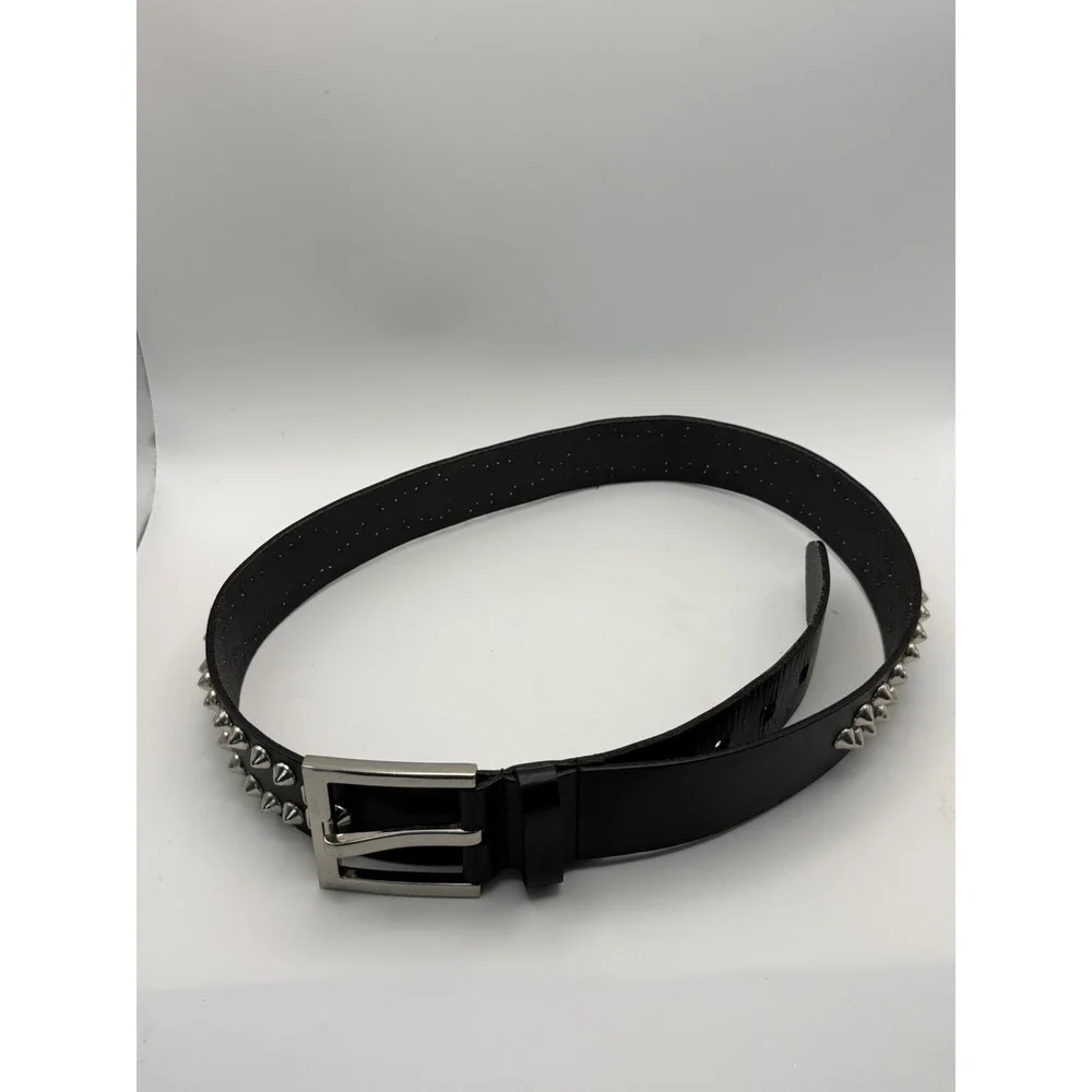 Amiee Lynn Black Genuine Leather Double Row Studded Belt Punk Rock Medium 114947